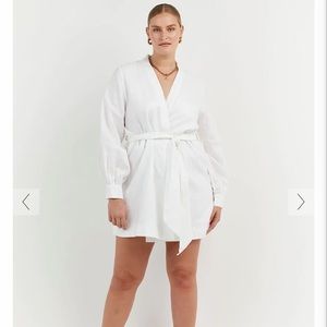 NWT Dissh white linen wrap dress